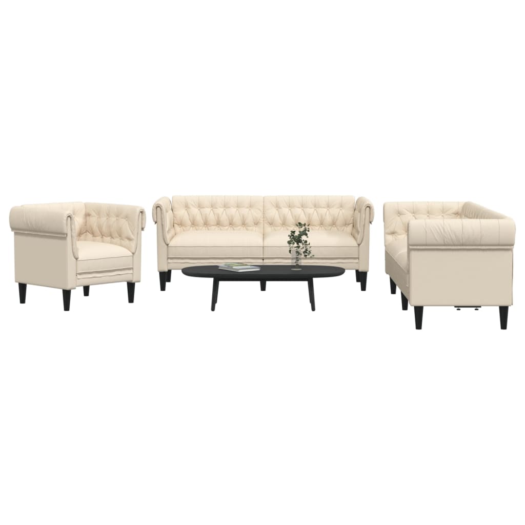 3-delige Loungeset stof crèmekleurig is nu te koop bij PeponiXL, paradijselijk wonen!