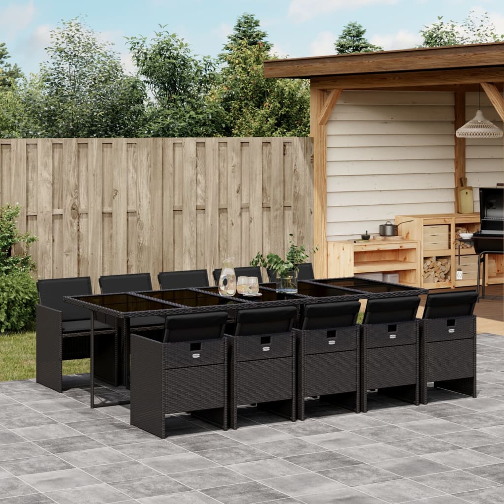11-delige Tuinset met kussens poly rattan zwart is nu te koop bij PeponiXL, paradijselijk wonen!