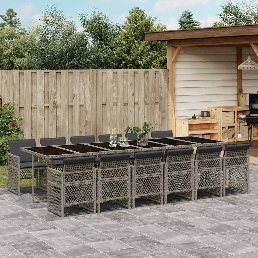 13-delige Tuinset met kussens poly rattan grijs is nu te koop bij PeponiXL, paradijselijk wonen!