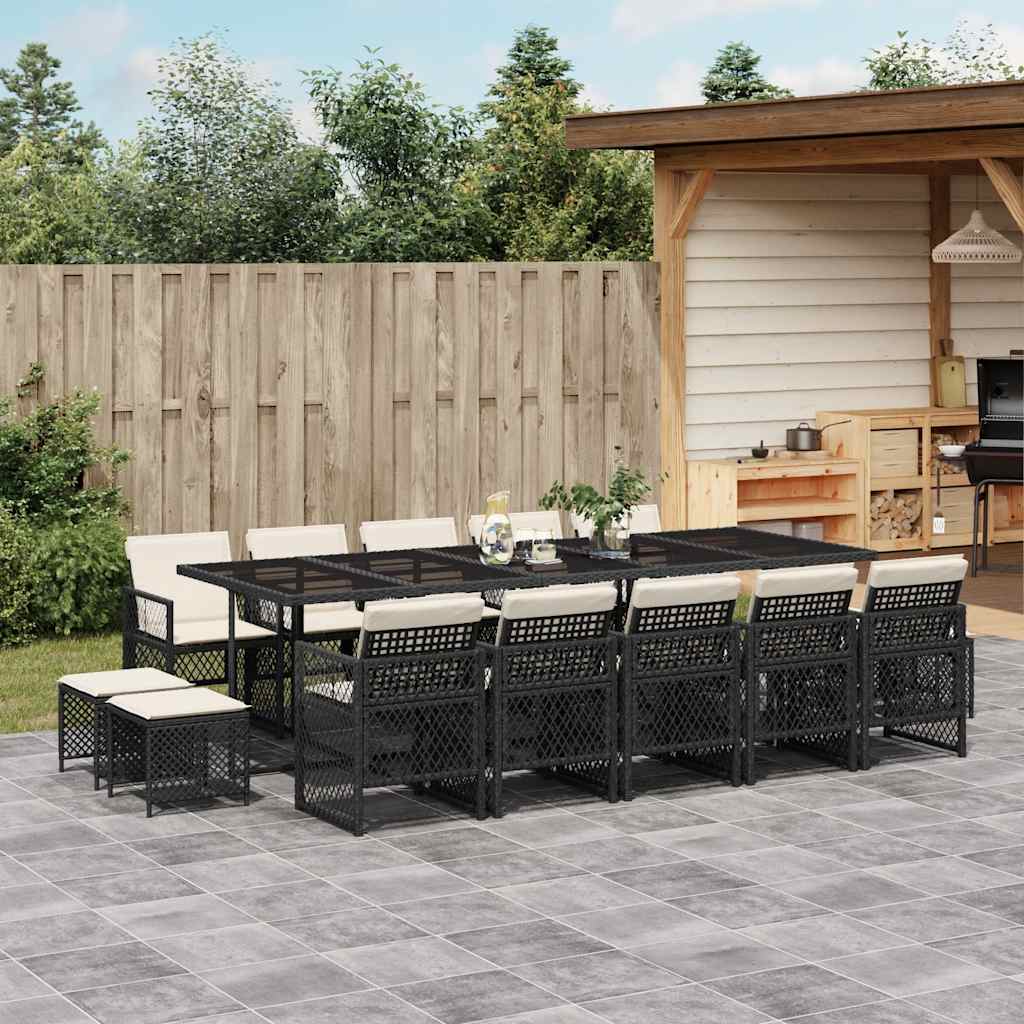 15-delige Tuinset met kussens poly rattan zwart is nu te koop bij PeponiXL, paradijselijk wonen!