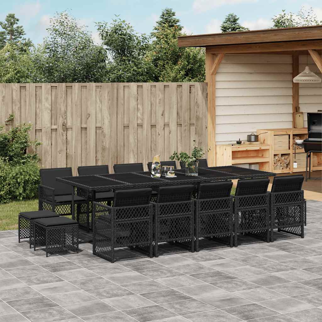 15-delige Tuinset met kussens poly rattan zwart is nu te koop bij PeponiXL, paradijselijk wonen!