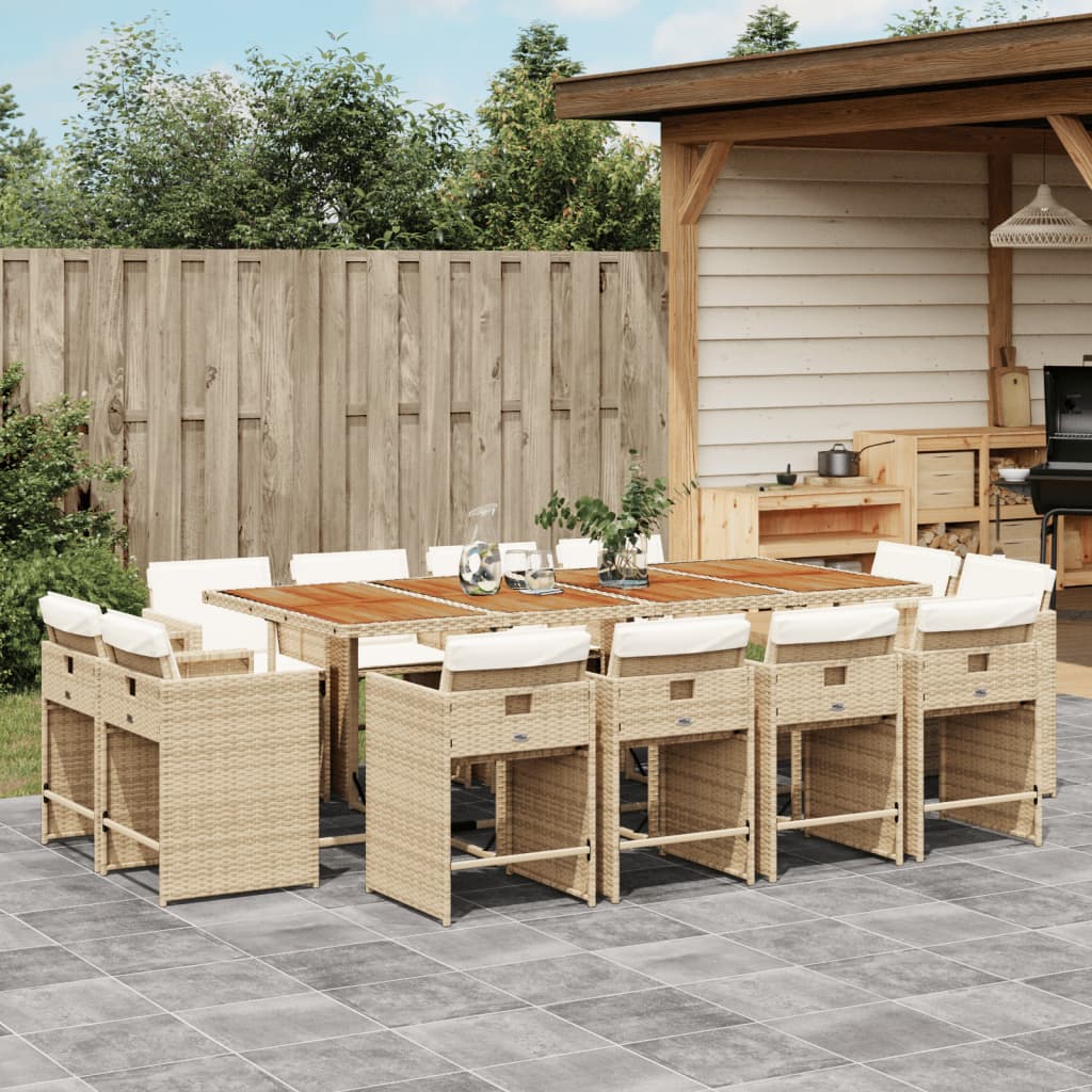 13-delige Tuinset met kussens poly rattan beige is nu te koop bij PeponiXL, paradijselijk wonen!