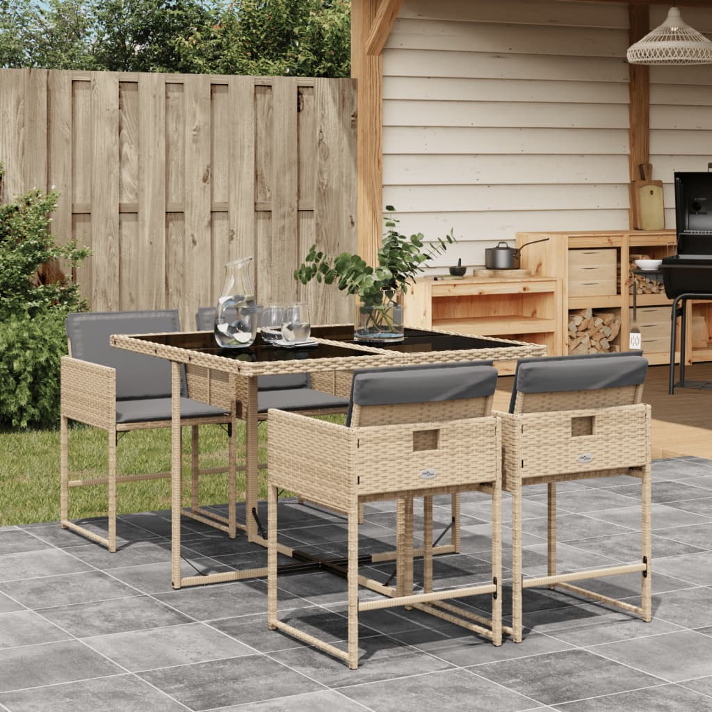 5-delige Tuinset met kussens poly rattan gemengd beige is nu te koop bij PeponiXL, paradijselijk wonen!