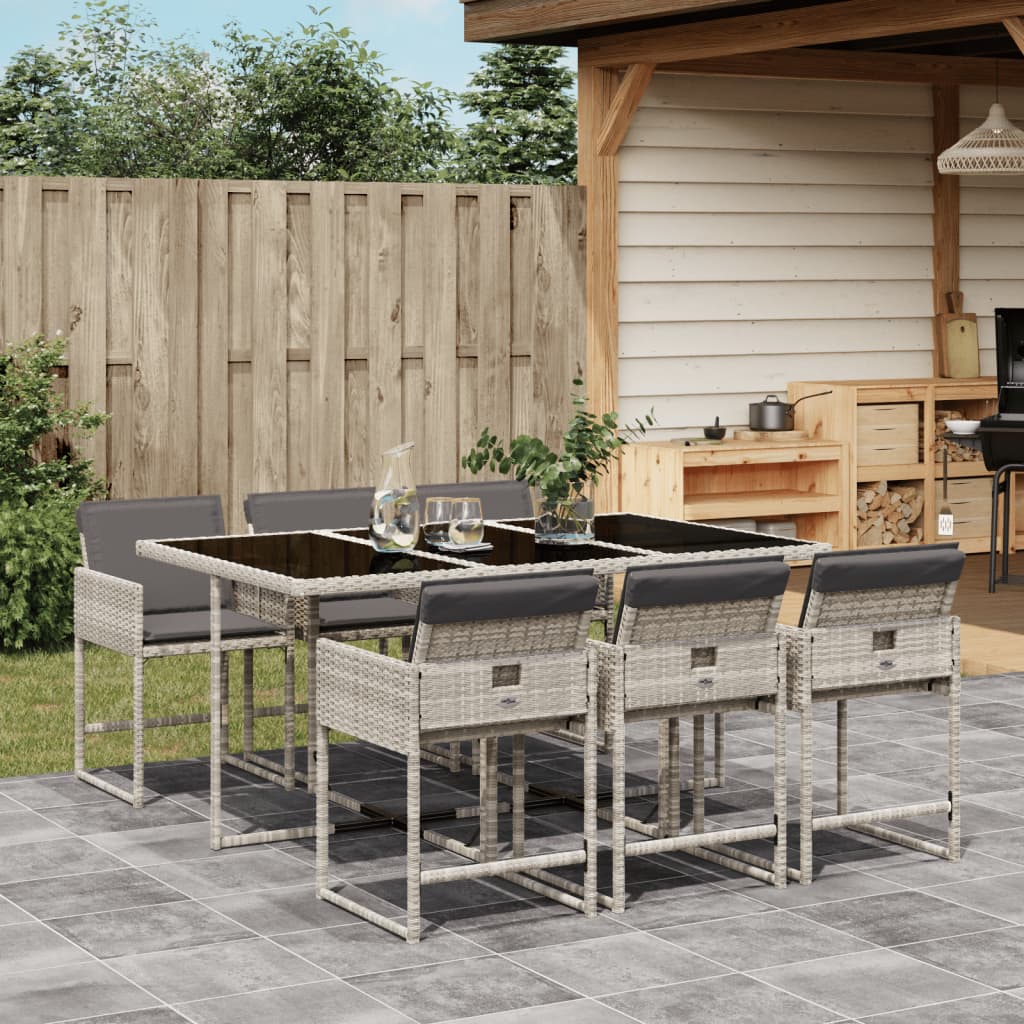 7-delige Tuinset met kussens poly rattan grijs is nu te koop bij PeponiXL, paradijselijk wonen!