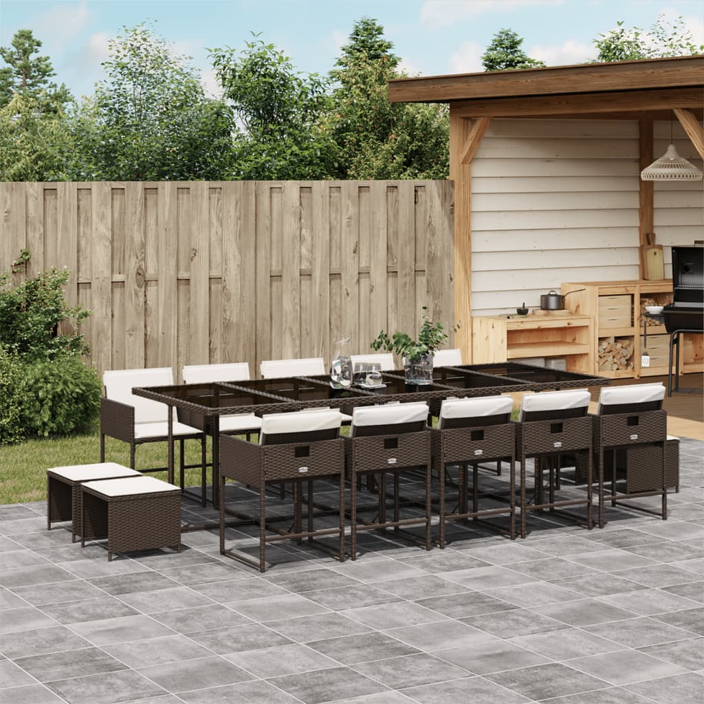 15-delige Tuinset met kussens poly rattan bruin is nu te koop bij PeponiXL, paradijselijk wonen!