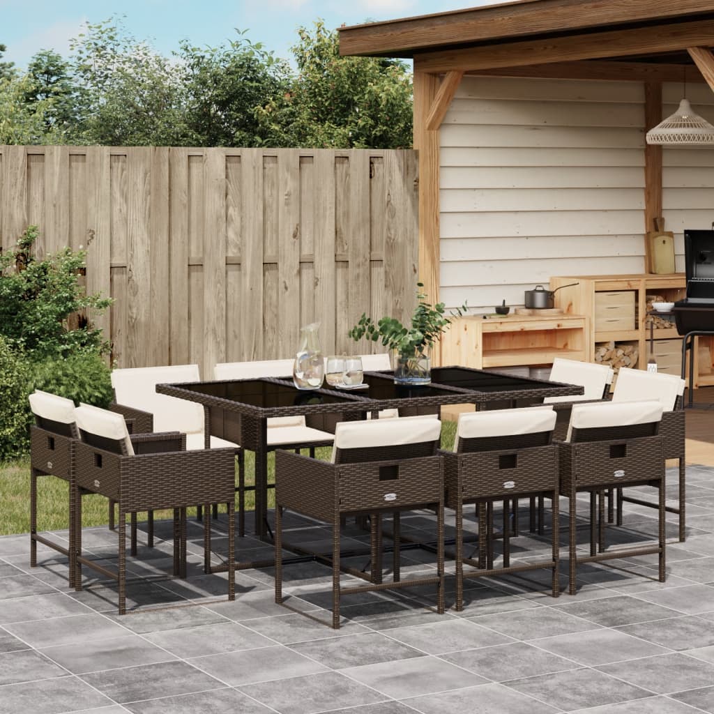 11-delige Tuinset met kussens poly rattan bruin is nu te koop bij PeponiXL, paradijselijk wonen!