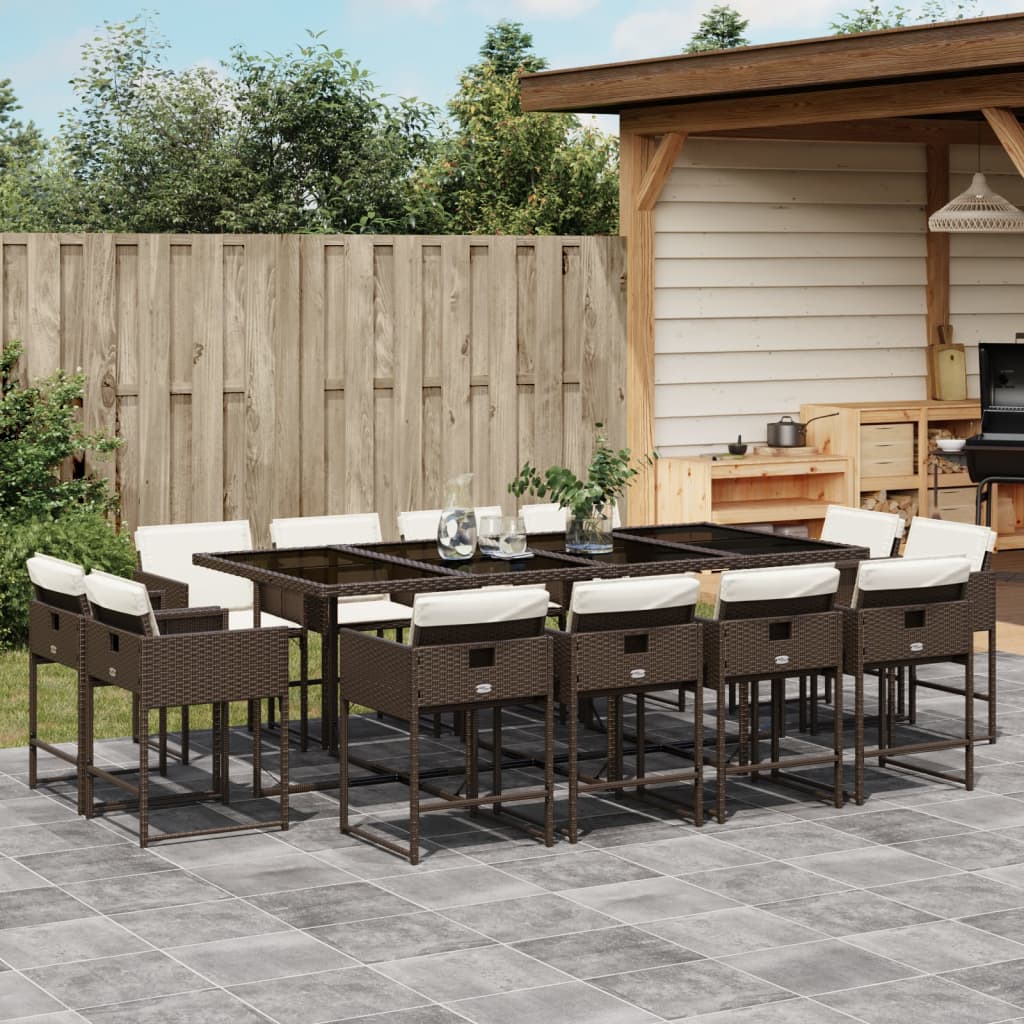 13-delige Tuinset met kussens poly rattan bruin is nu te koop bij PeponiXL, paradijselijk wonen!