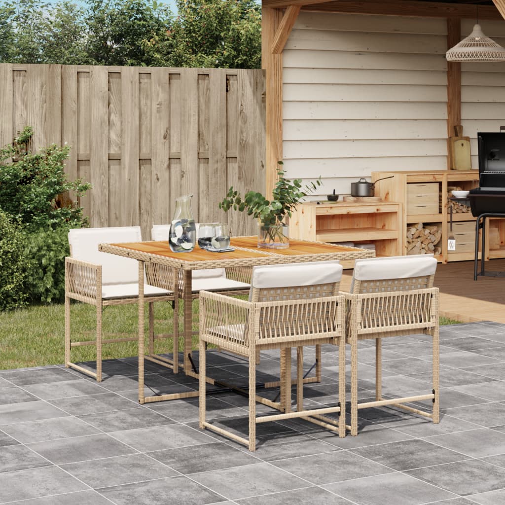 5-delige Tuinset met kussens poly rattan beige is nu te koop bij PeponiXL, paradijselijk wonen!