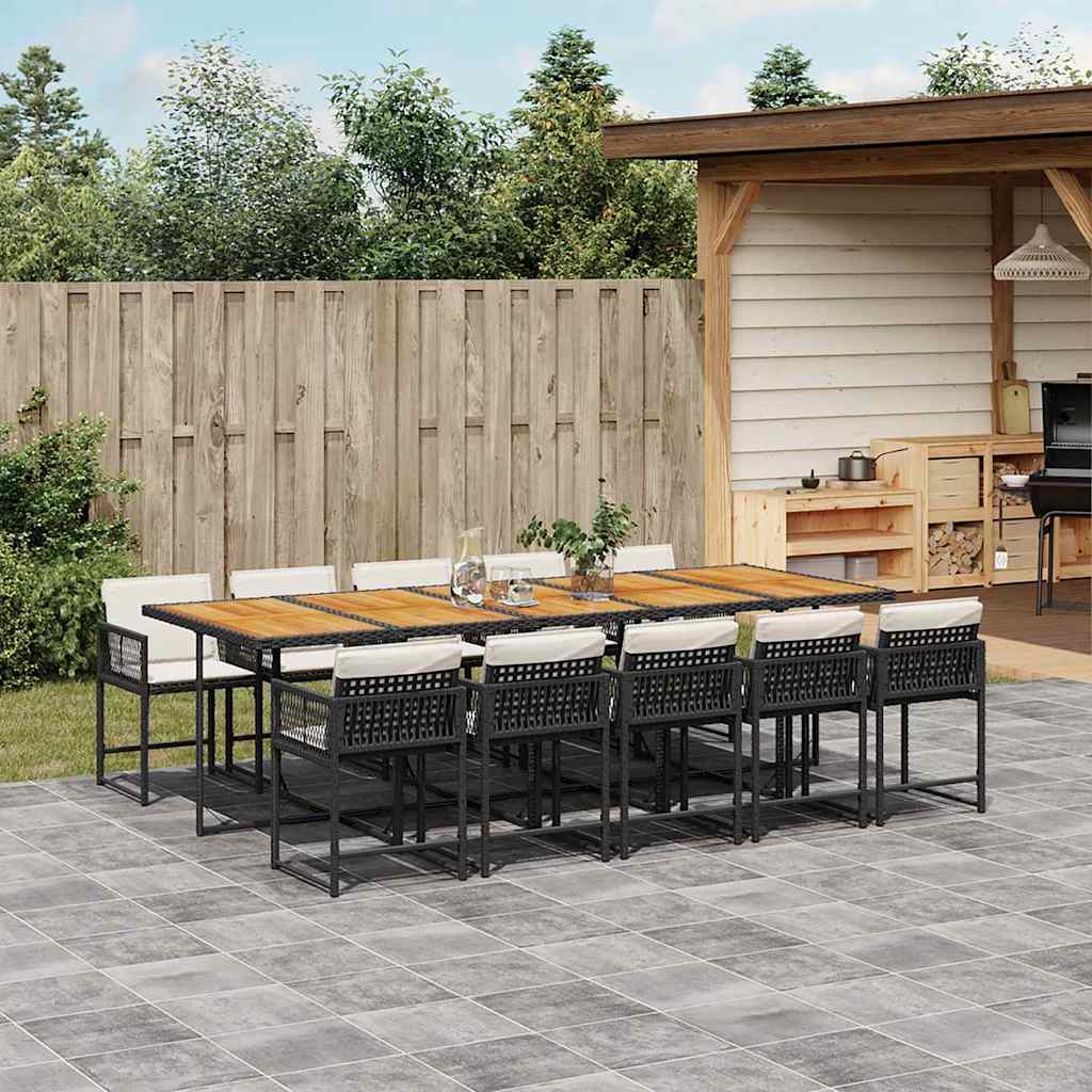 11-delige Tuinset met kussens poly rattan zwart is nu te koop bij PeponiXL, paradijselijk wonen!