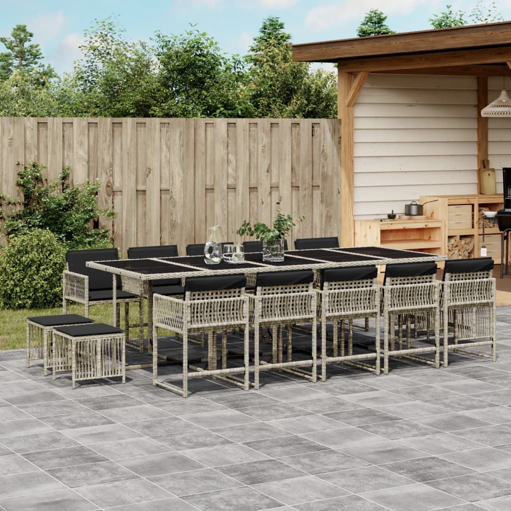 15-delige Tuinset met kussens poly rattan lichtgrijs is nu te koop bij PeponiXL, paradijselijk wonen!
