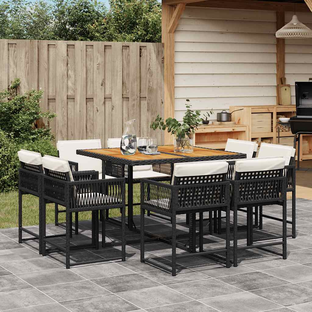 9-delige Tuinset poly rattan zwart is nu te koop bij PeponiXL, paradijselijk wonen!