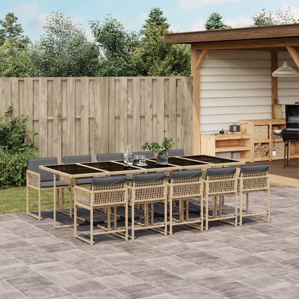 11-delige Tuinset met kussens poly rattan gemengd beige is nu te koop bij PeponiXL, paradijselijk wonen!