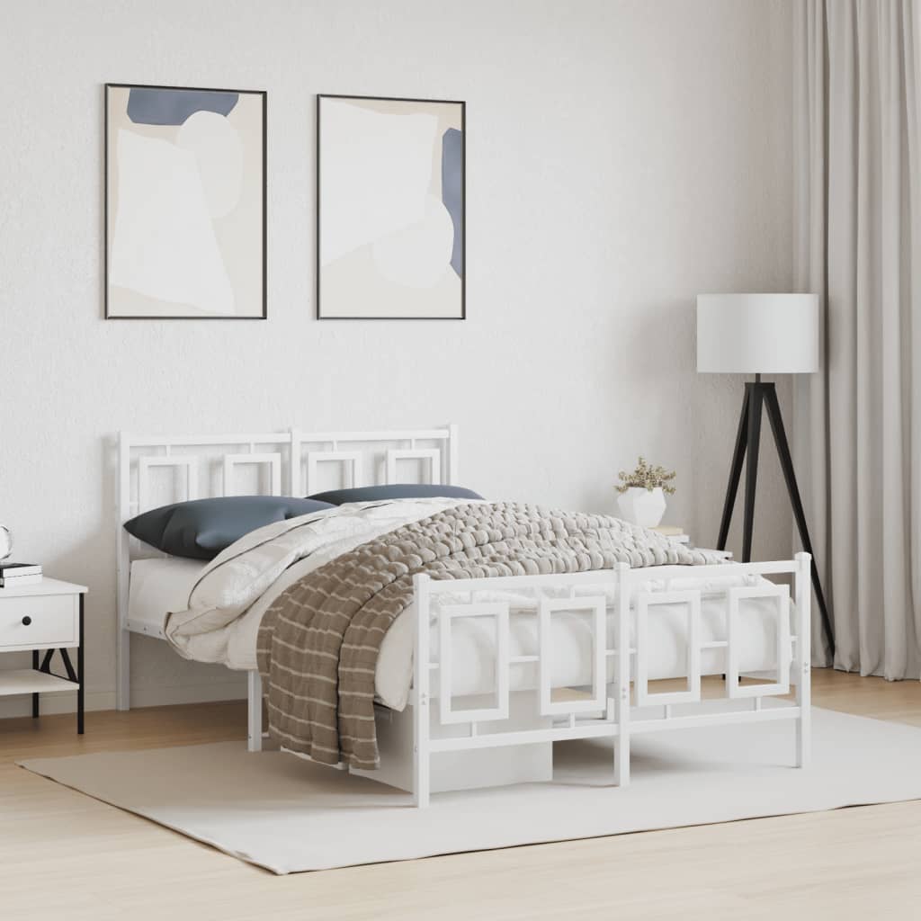 Bedframe met hoofd- en voeteneinde metaal wit 120 x 190 cm is nu te koop bij PeponiXL, paradijselijk wonen!