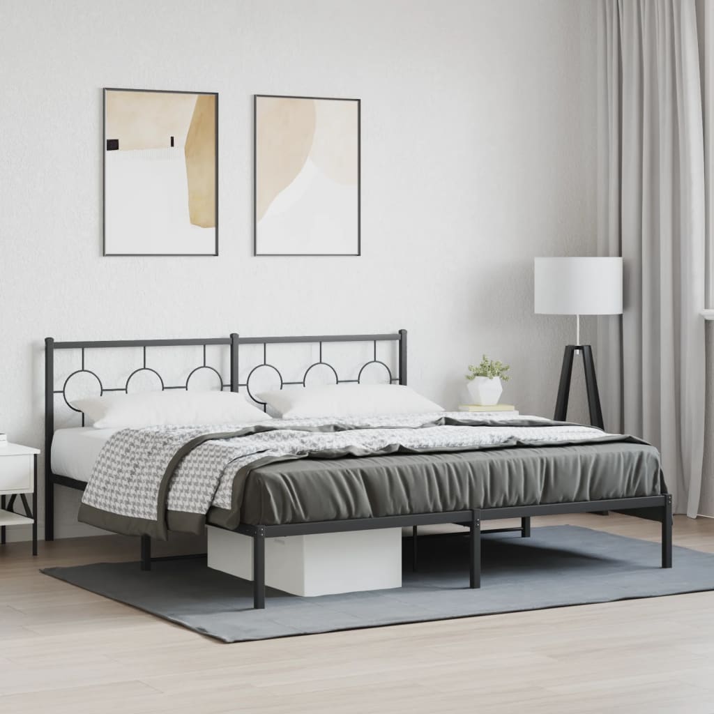 Bedframe met hoofdbord metaal zwart 180x200 cm is nu te koop bij PeponiXL, paradijselijk wonen!
