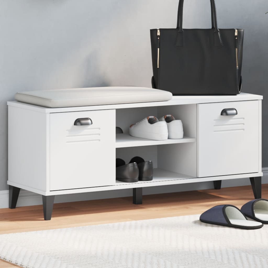 Schoenenbank VIKEN 106x35x45 cm bewerkt hout wit is nu te koop bij PeponiXL, paradijselijk wonen!