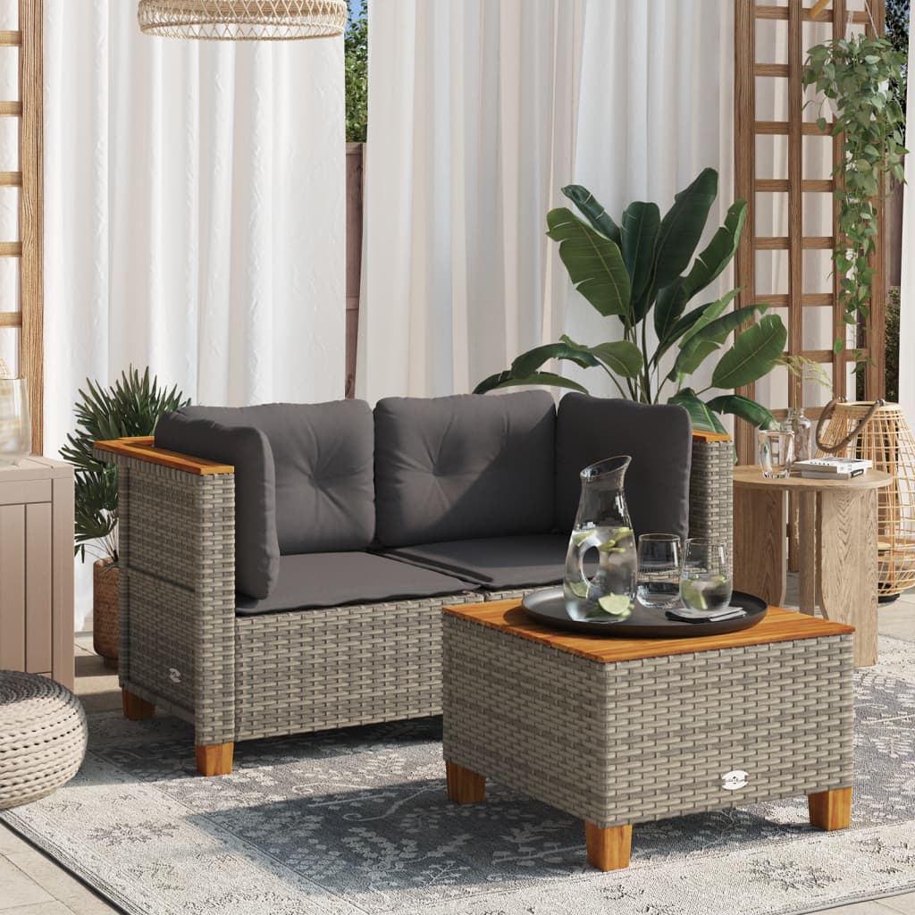Tuinhoekbanken 2 st met kussens poly rattan grijs is nu te koop bij PeponiXL, paradijselijk wonen!