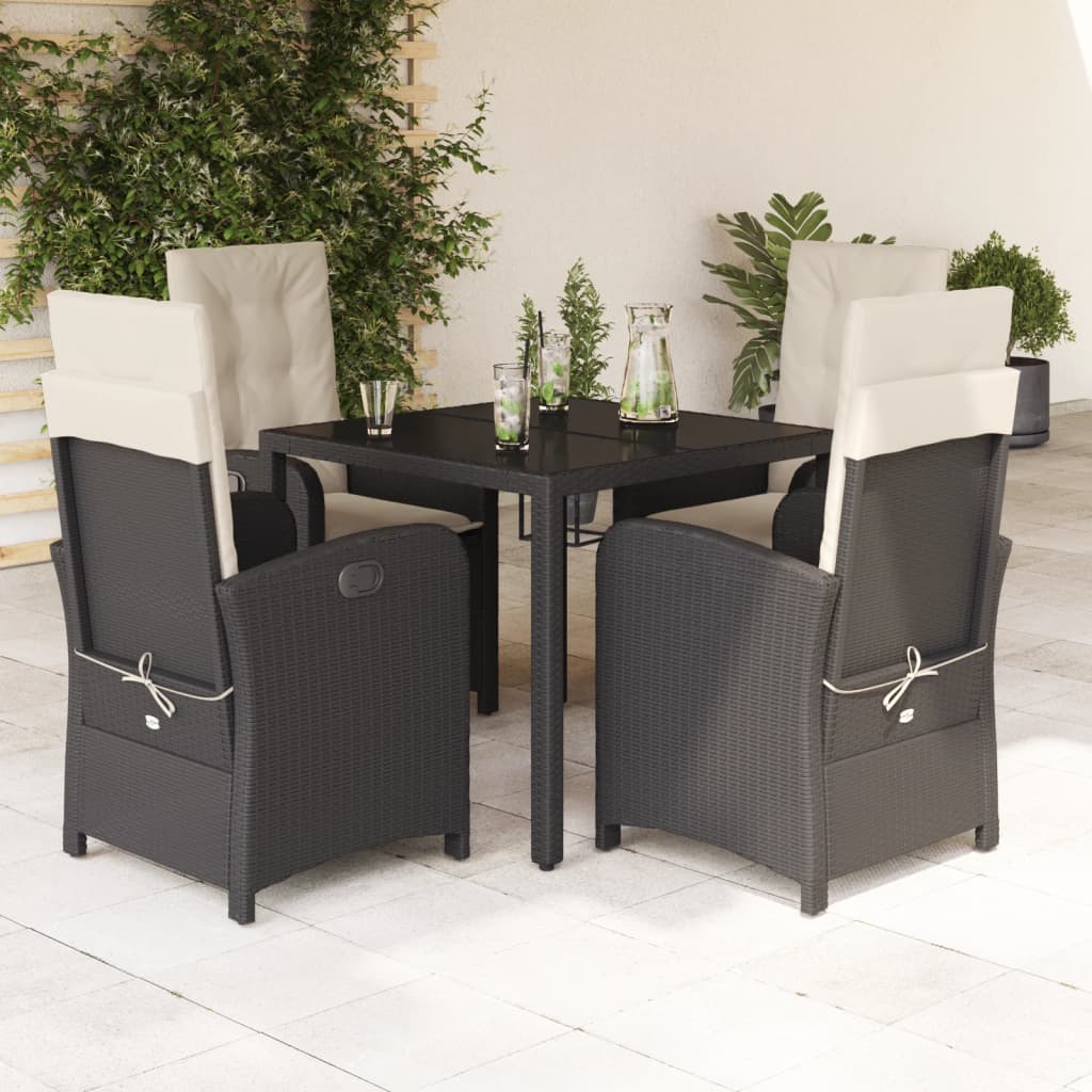 5-delige Tuinset met kussens poly rattan zwart is nu te koop bij PeponiXL, paradijselijk wonen!
