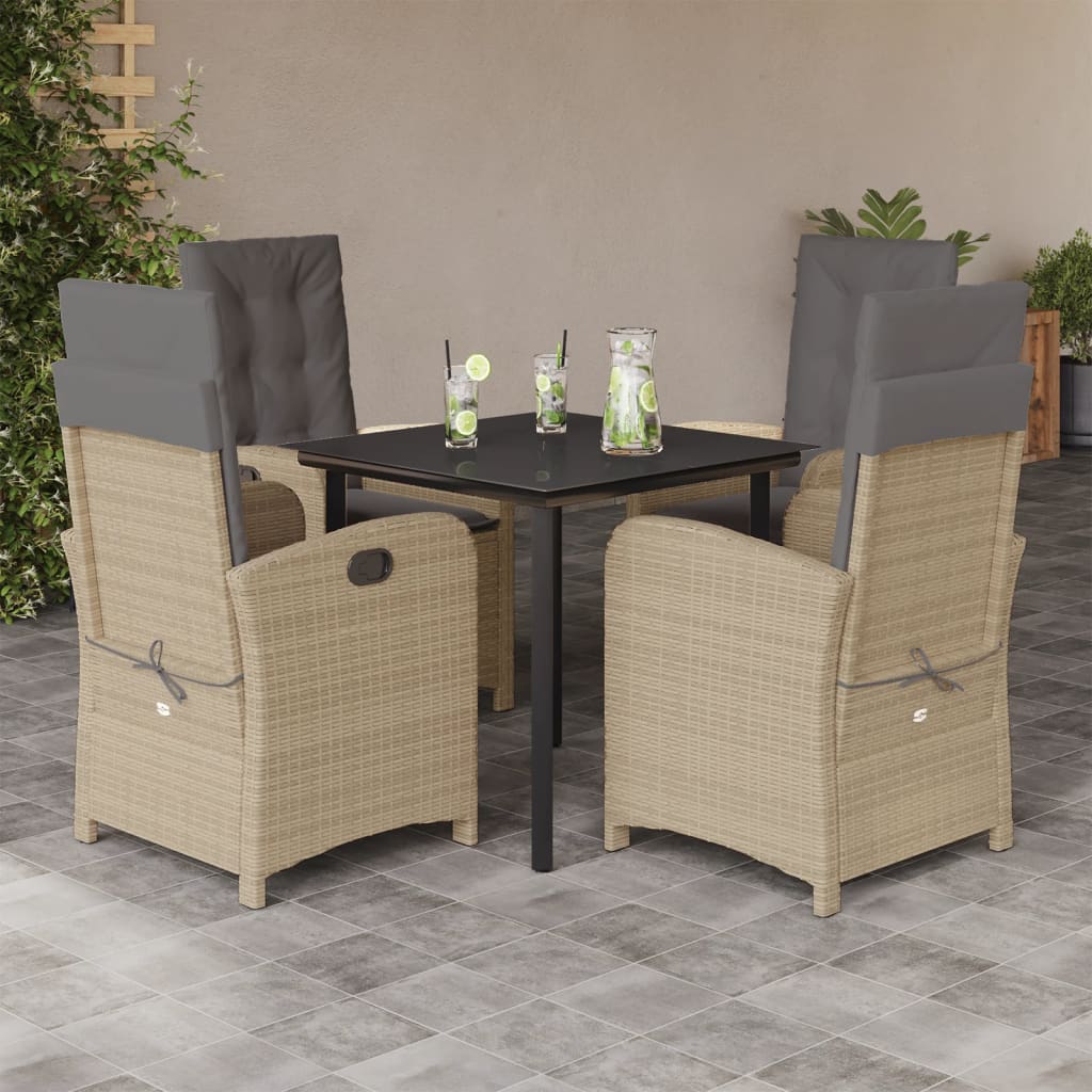 5-delige Tuinset met kussens poly rattan gemengd beige is nu te koop bij PeponiXL, paradijselijk wonen!