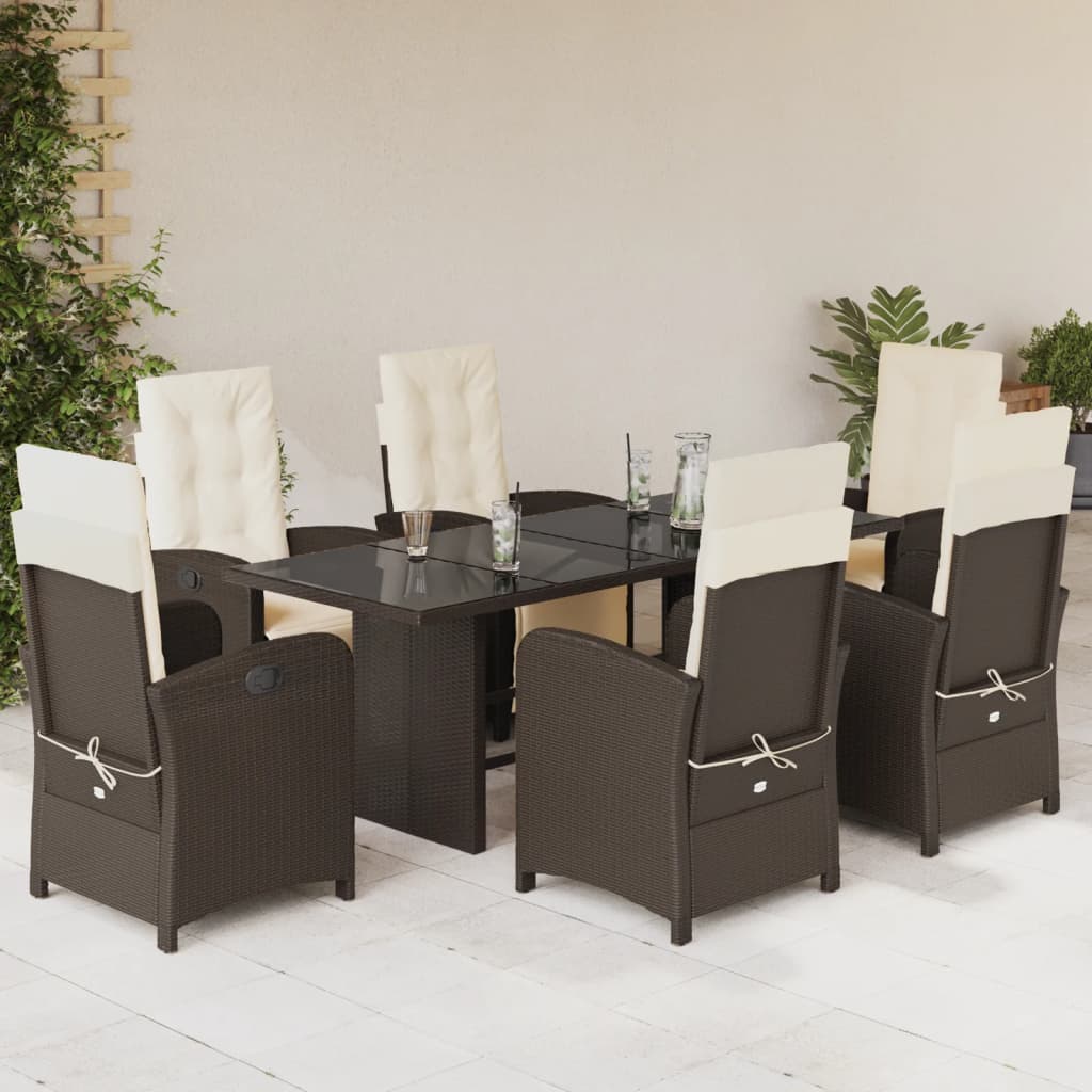 7-delige Tuinset met kussens poly rattan bruin is nu te koop bij PeponiXL, paradijselijk wonen!