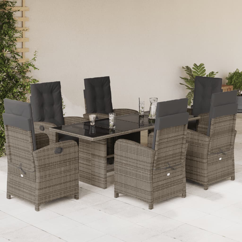 7-delige Tuinset met kussens poly rattan grijs is nu te koop bij PeponiXL, paradijselijk wonen!