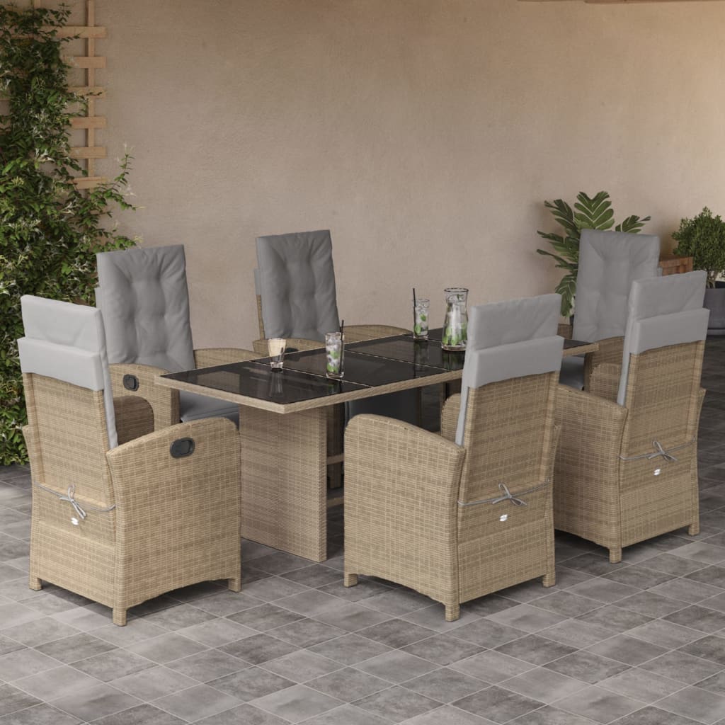 7-delige Tuinset met kussens poly rattan beige is nu te koop bij PeponiXL, paradijselijk wonen!