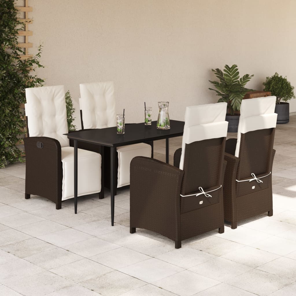 5-delige Tuinset met kussens poly rattan bruin is nu te koop bij PeponiXL, paradijselijk wonen!