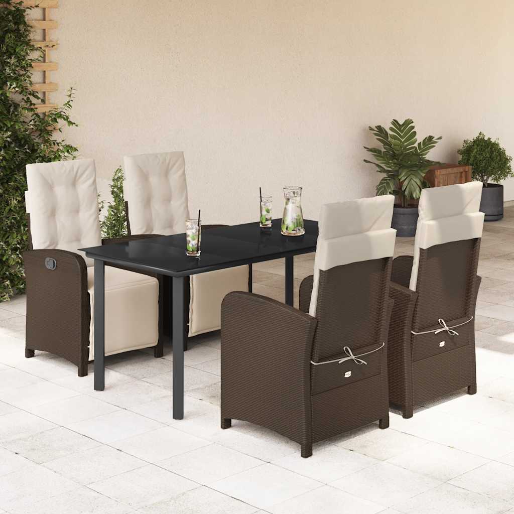 5-delige Tuinset met kussens poly rattan bruin is nu te koop bij PeponiXL, paradijselijk wonen!