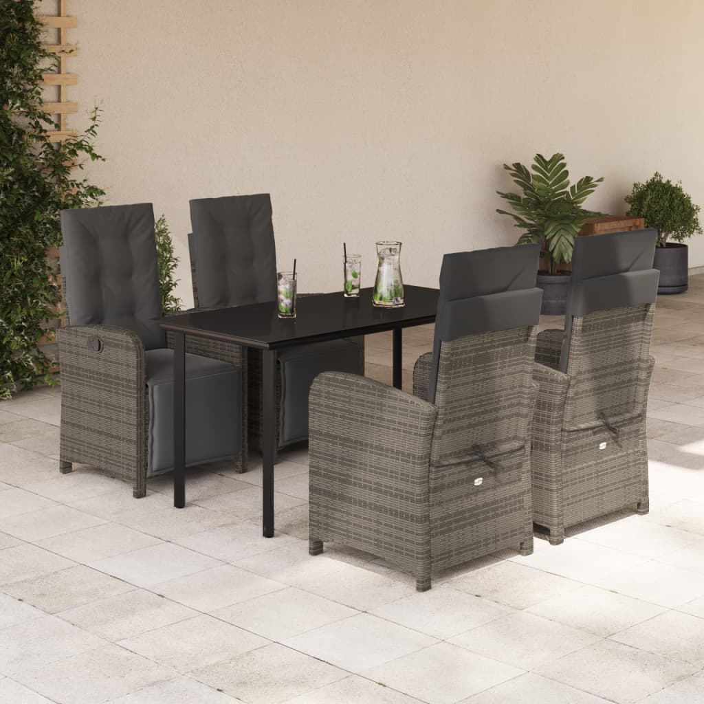 5-delige Tuinset met kussens poly rattan grijs is nu te koop bij PeponiXL, paradijselijk wonen!