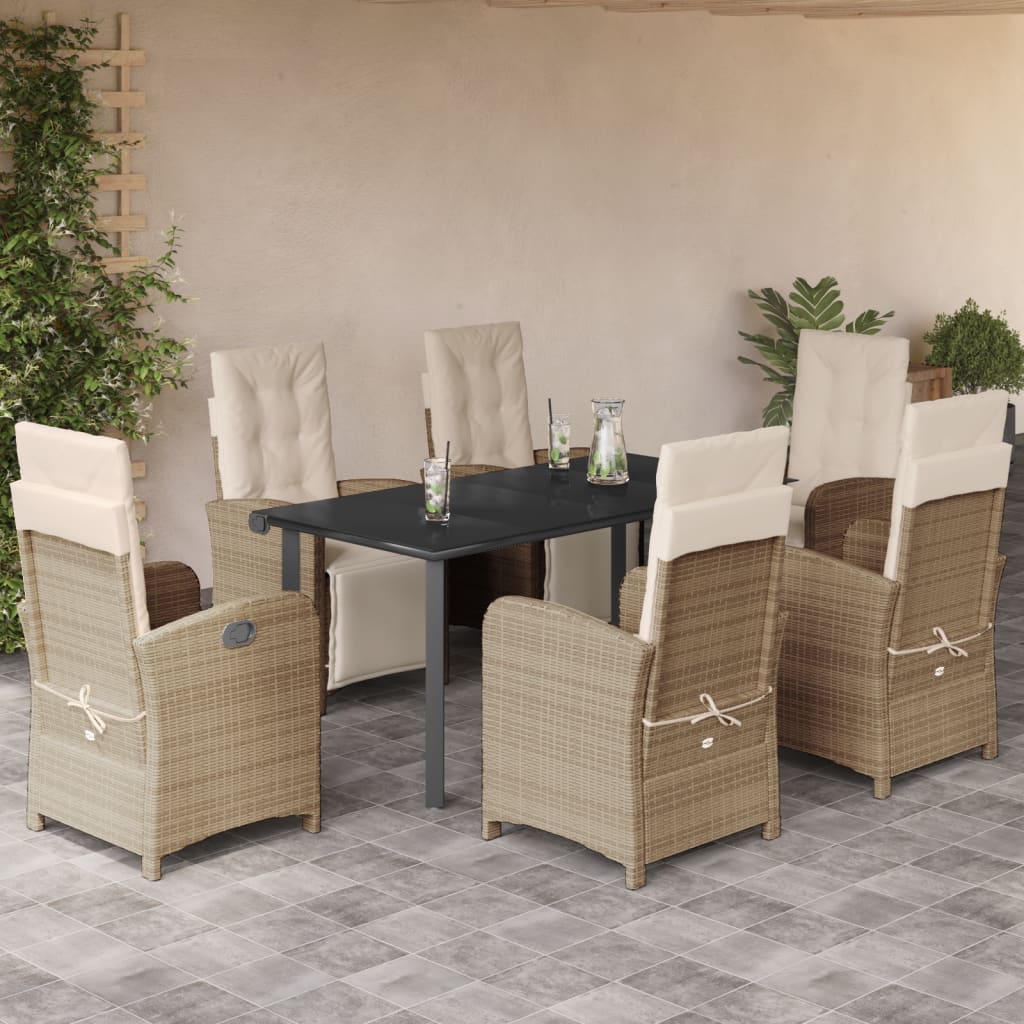 7-delige Tuinset met kussens poly rattan beige is nu te koop bij PeponiXL, paradijselijk wonen!