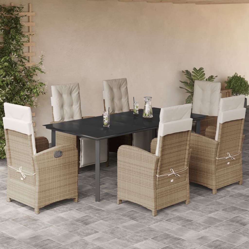 7-delige Tuinset met kussens poly rattan beige is nu te koop bij PeponiXL, paradijselijk wonen!