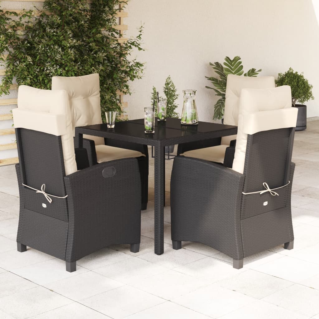 5-delige Tuinset met kussens poly rattan zwart is nu te koop bij PeponiXL, paradijselijk wonen!