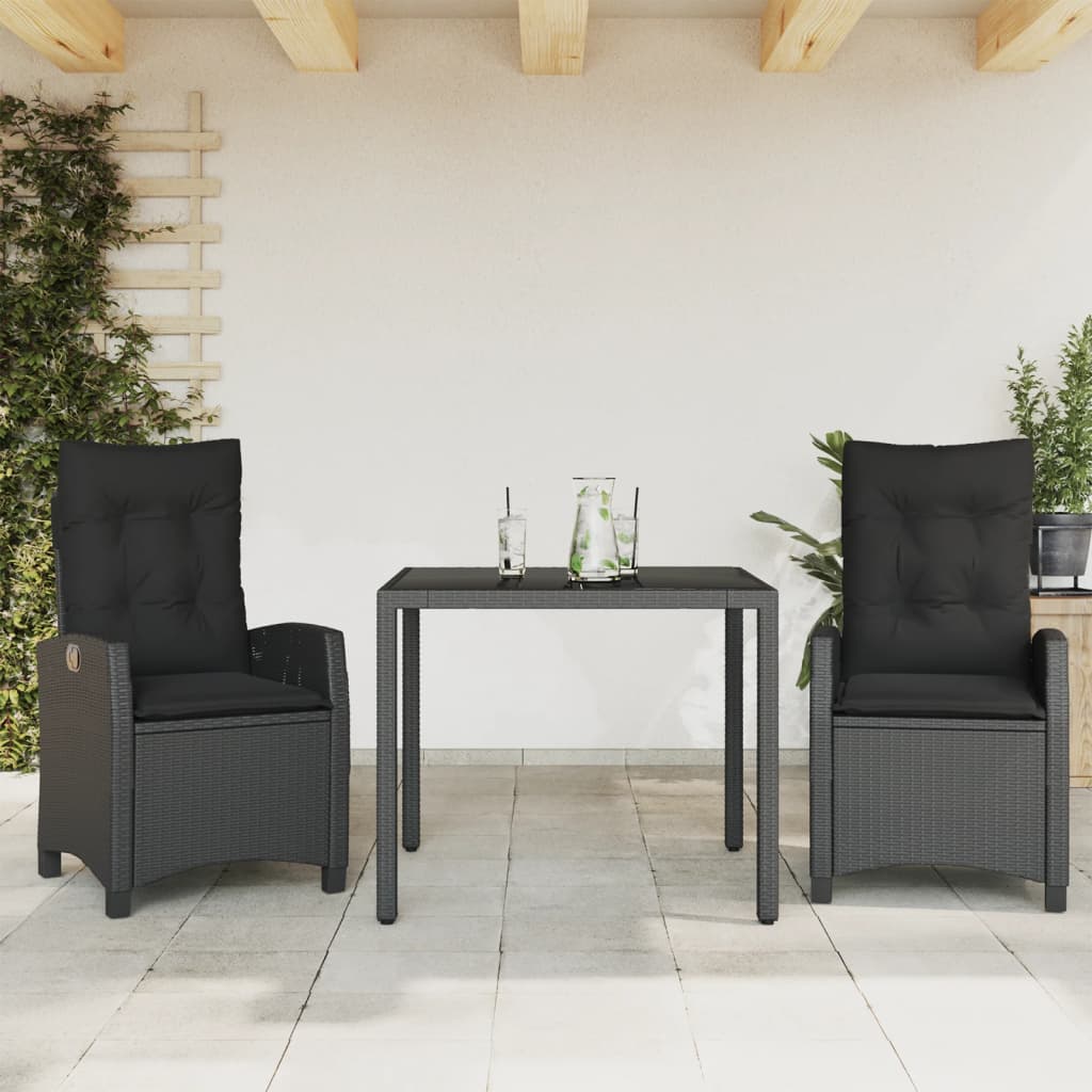 3-delige Tuinset met kussens poly rattan zwart is nu te koop bij PeponiXL, paradijselijk wonen!