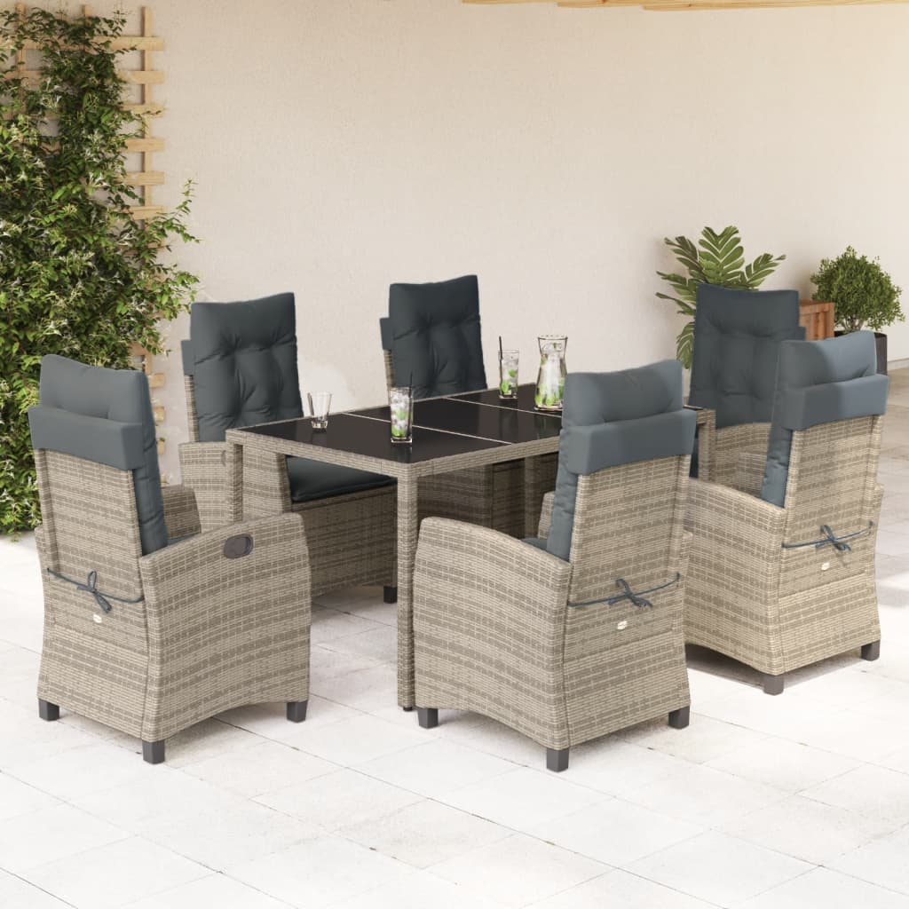 7-delige Tuinset met kussens poly rattan grijs is nu te koop bij PeponiXL, paradijselijk wonen!