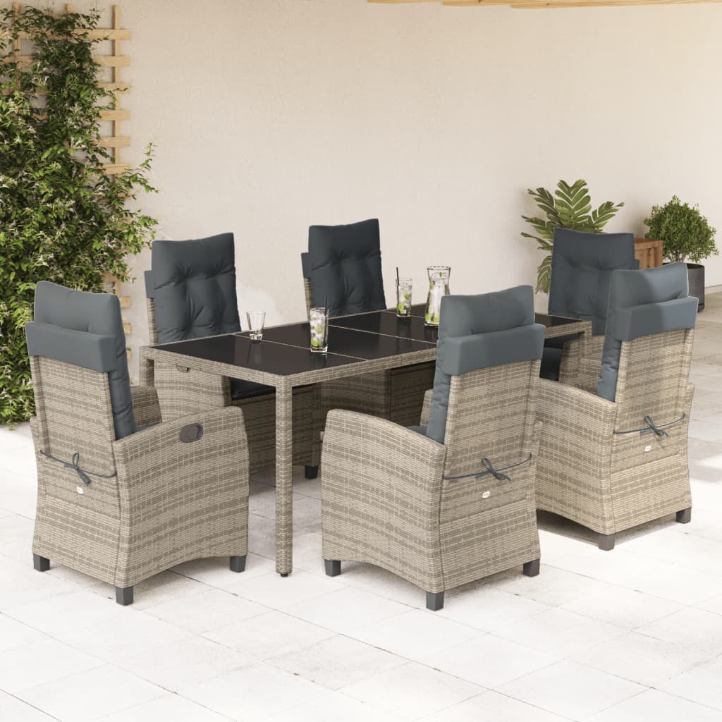7-delige Tuinset met kussens poly rattan grijs is nu te koop bij PeponiXL, paradijselijk wonen!