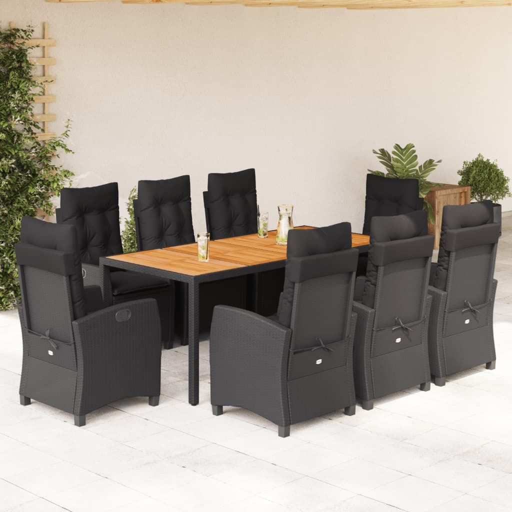 9-delige Tuinset poly rattan zwart is nu te koop bij PeponiXL, paradijselijk wonen!