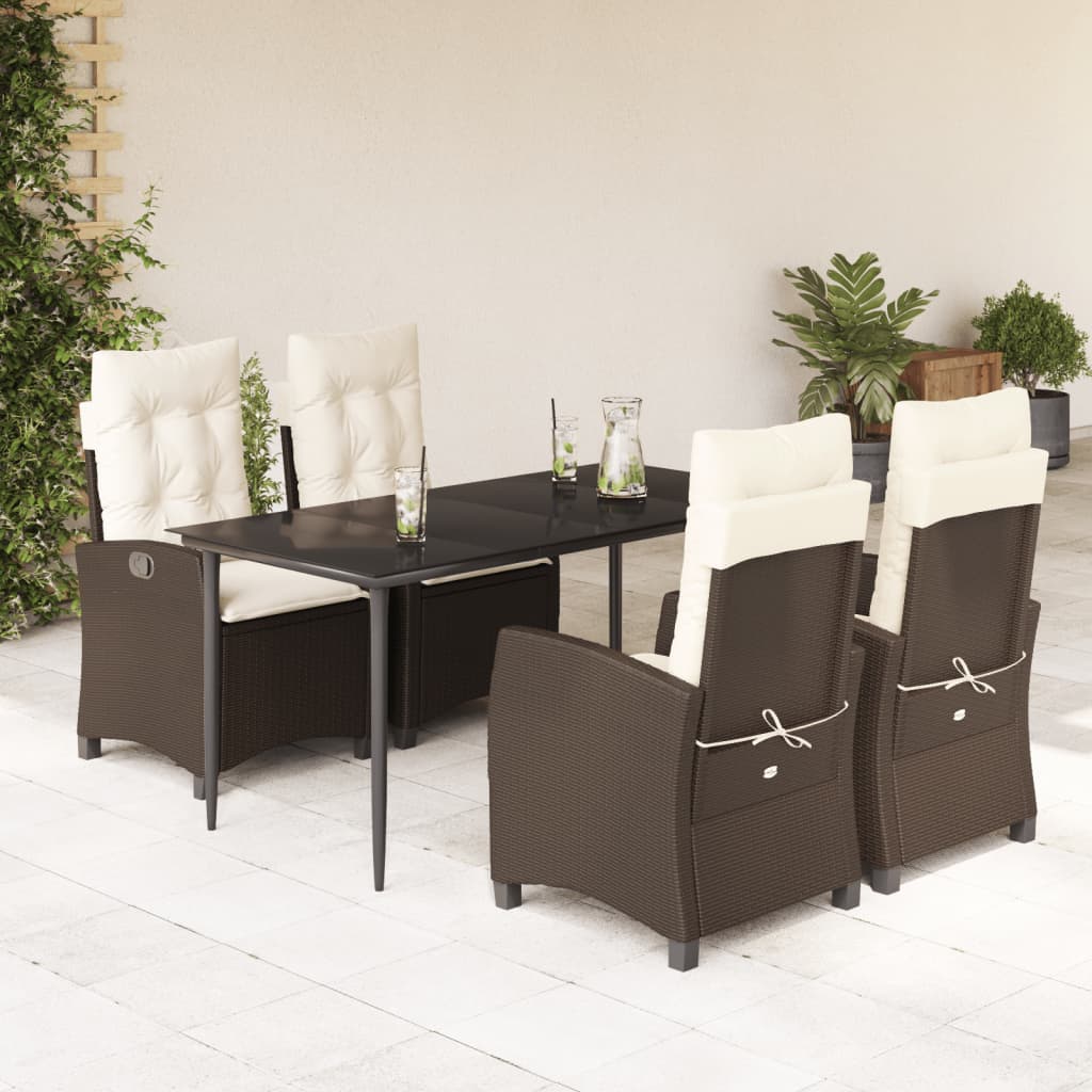 5-delige Tuinset met kussens poly rattan bruin is nu te koop bij PeponiXL, paradijselijk wonen!