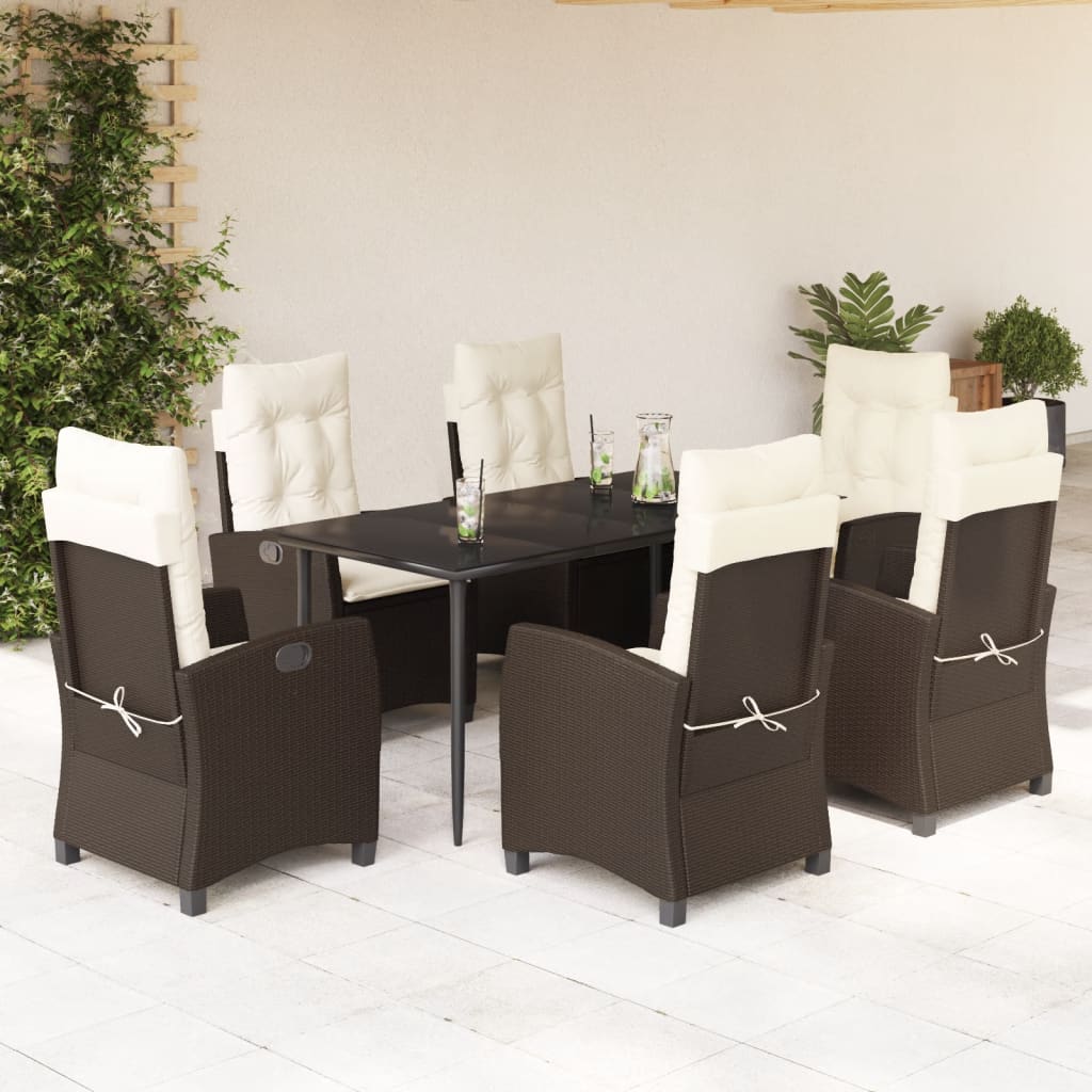 7-delige Tuinset met kussens poly rattan bruin is nu te koop bij PeponiXL, paradijselijk wonen!
