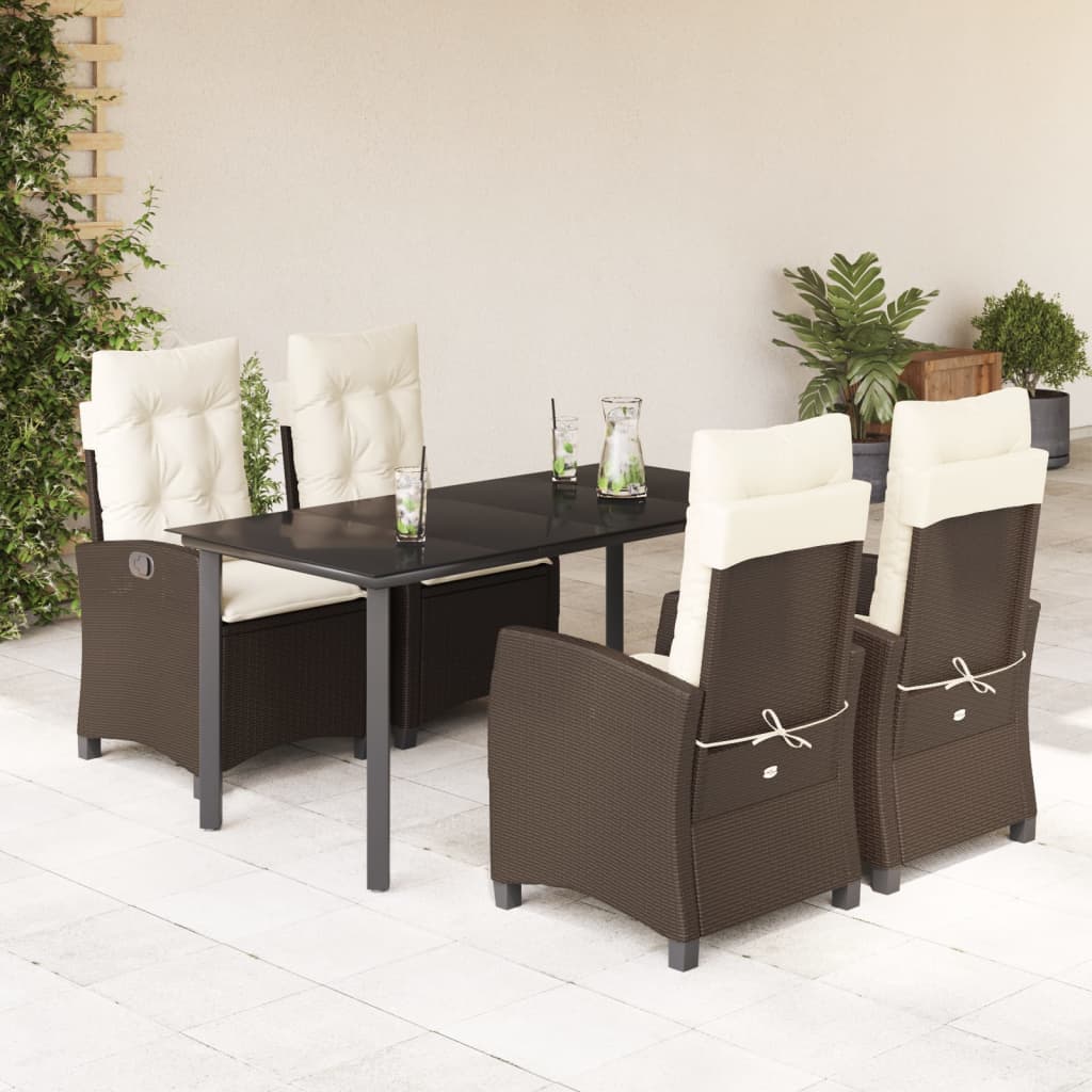 5-delige Tuinset met kussens poly rattan bruin is nu te koop bij PeponiXL, paradijselijk wonen!