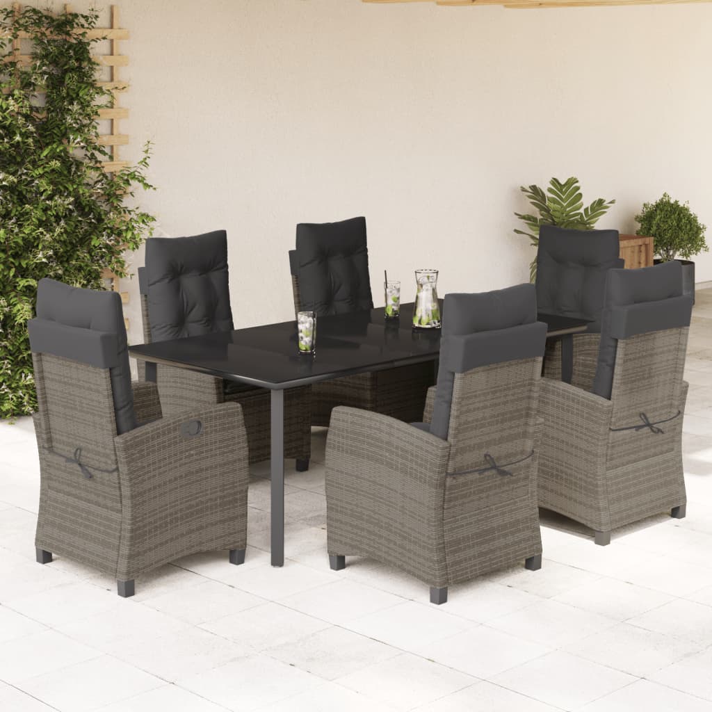 7-delige Tuinset met kussens poly rattan grijs is nu te koop bij PeponiXL, paradijselijk wonen!