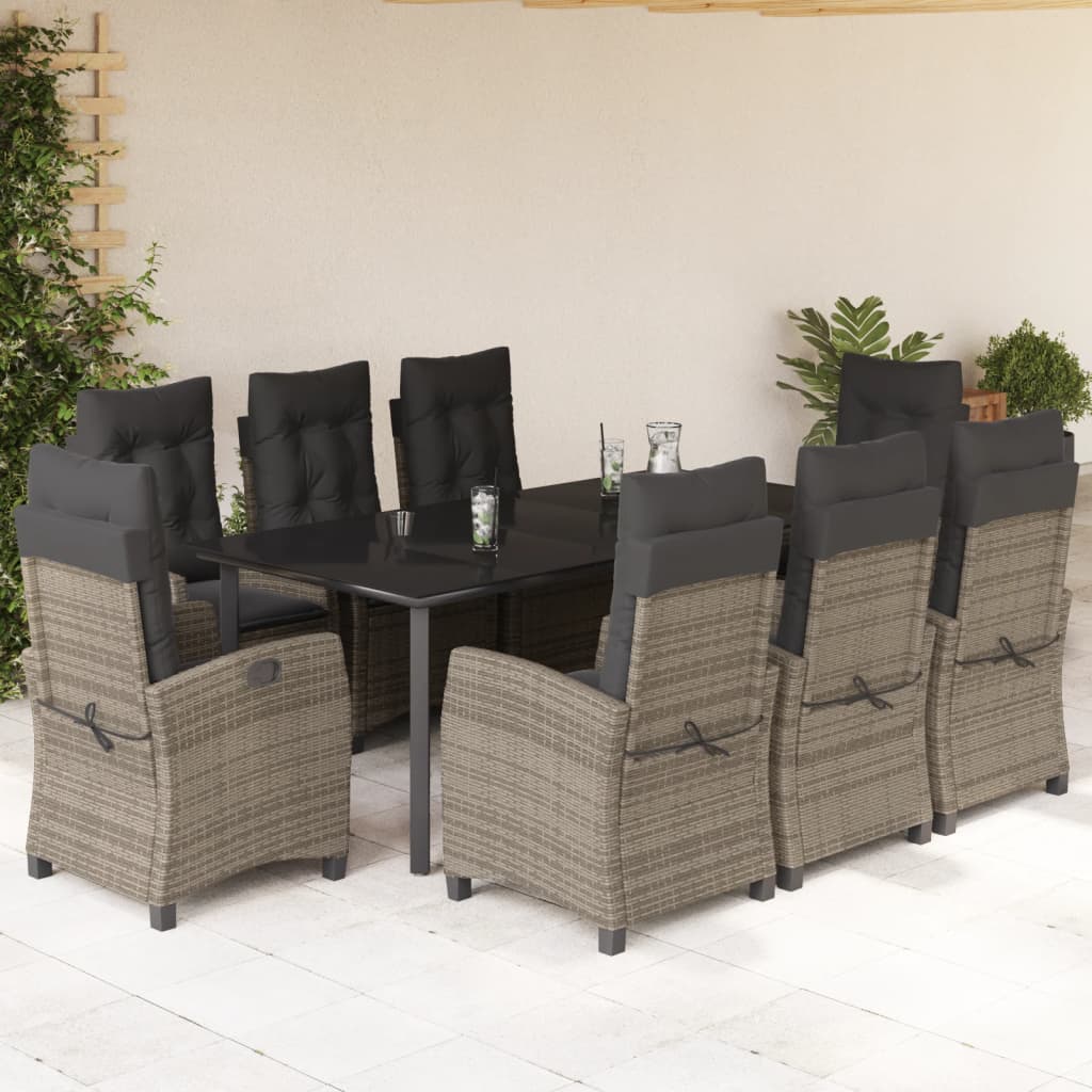 9-delige Tuinset met kussens poly rattan grijs is nu te koop bij PeponiXL, paradijselijk wonen!