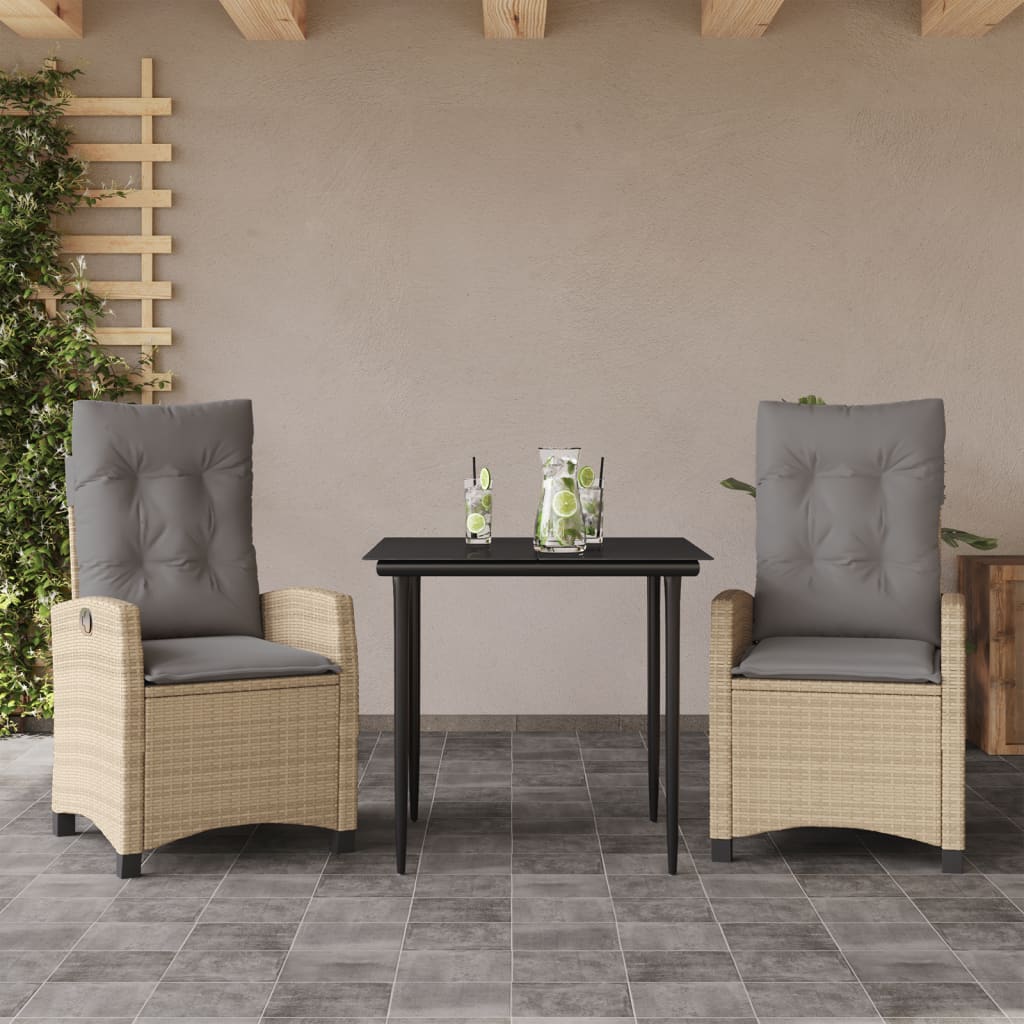 3-delige Tuinset met kussens poly rattan gemengd beige is nu te koop bij PeponiXL, paradijselijk wonen!