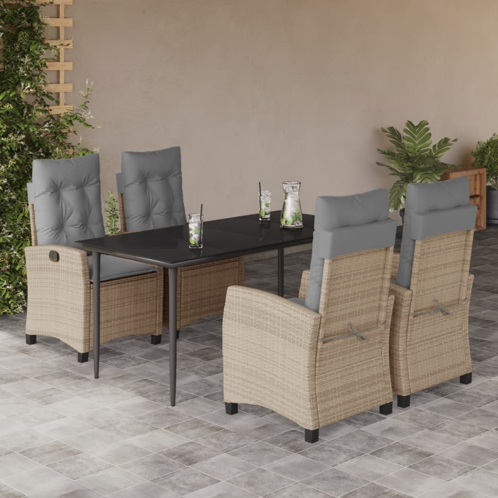 5-delige Tuinset met kussens poly rattan gemengd beige is nu te koop bij PeponiXL, paradijselijk wonen!
