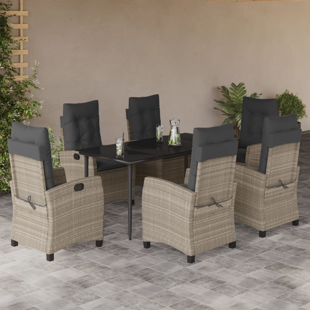 7-delige Tuinset met kussens poly rattan grijs is nu te koop bij PeponiXL, paradijselijk wonen!