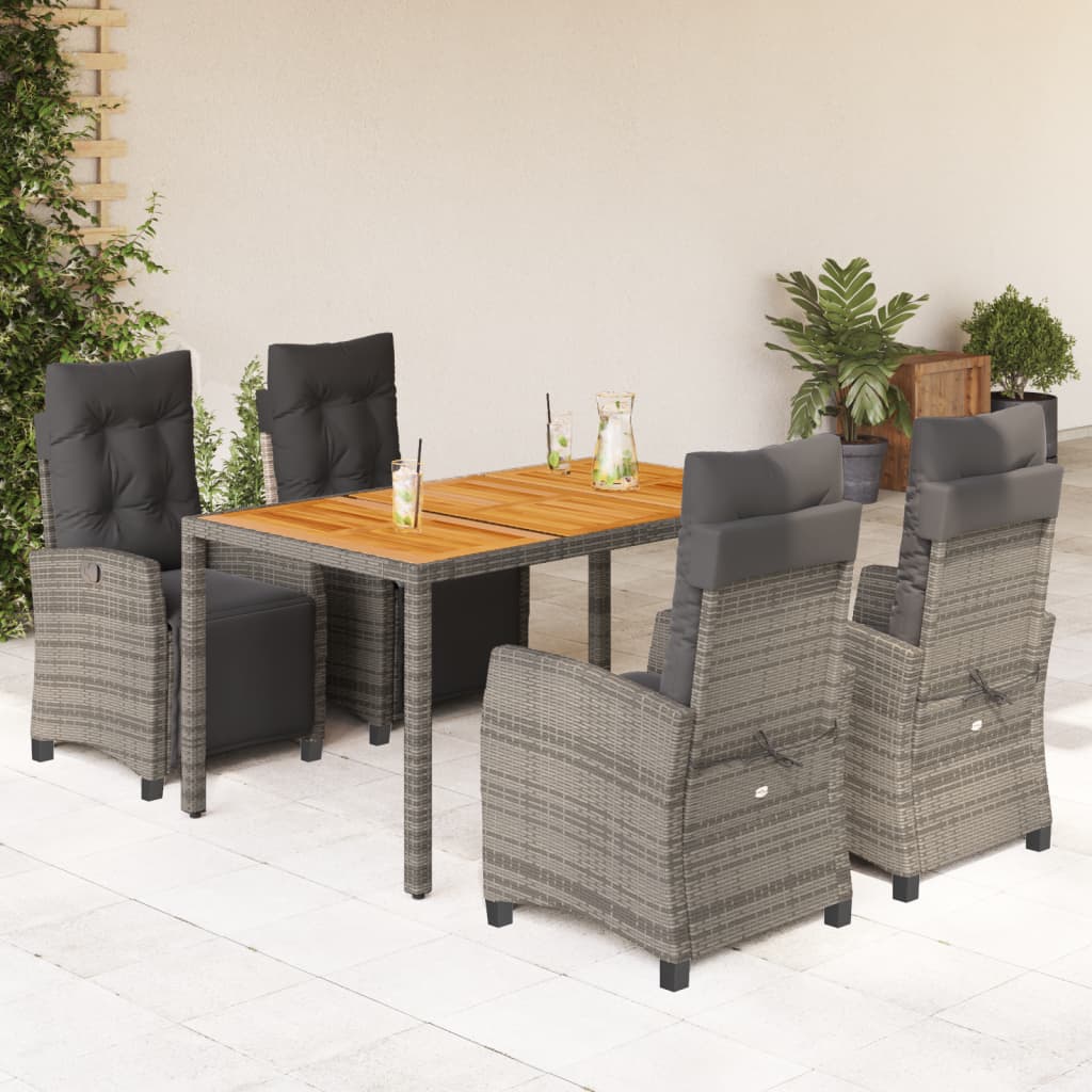 5-delige Tuinset met kussens poly rattan grijs is nu te koop bij PeponiXL, paradijselijk wonen!