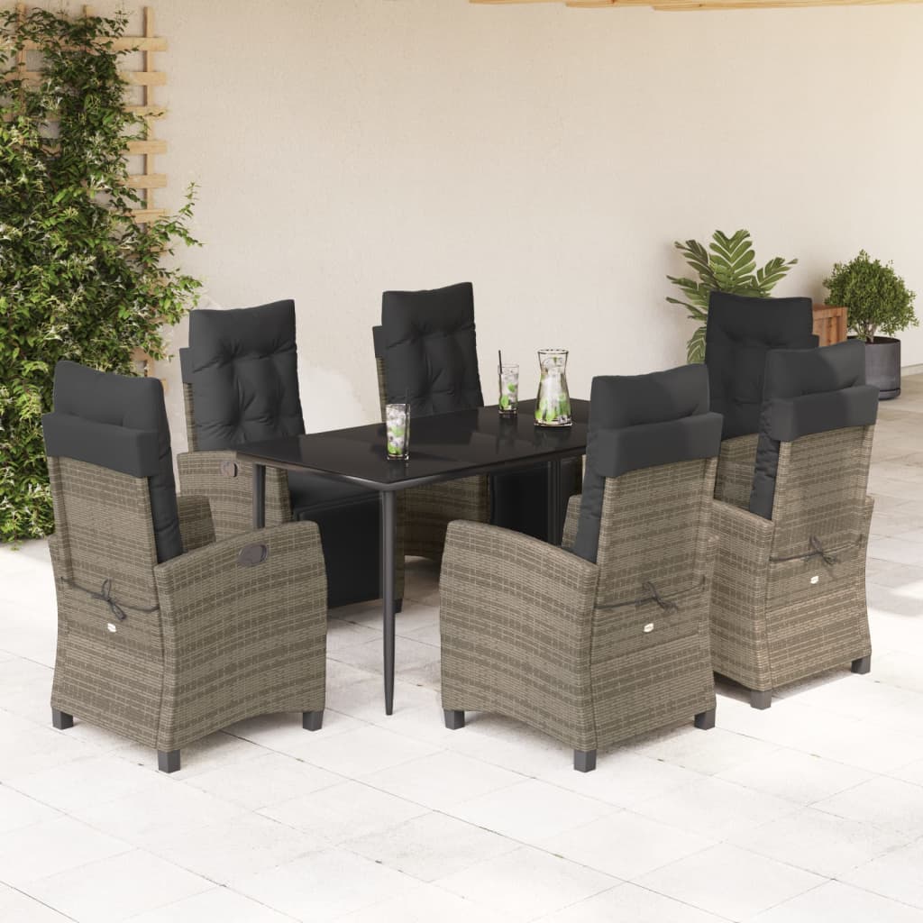 7-delige Tuinset met kussens poly rattan grijs is nu te koop bij PeponiXL, paradijselijk wonen!