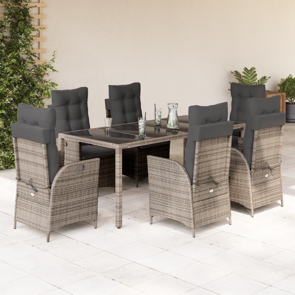 7-delige Tuinset met kussens poly rattan grijs is nu te koop bij PeponiXL, paradijselijk wonen!