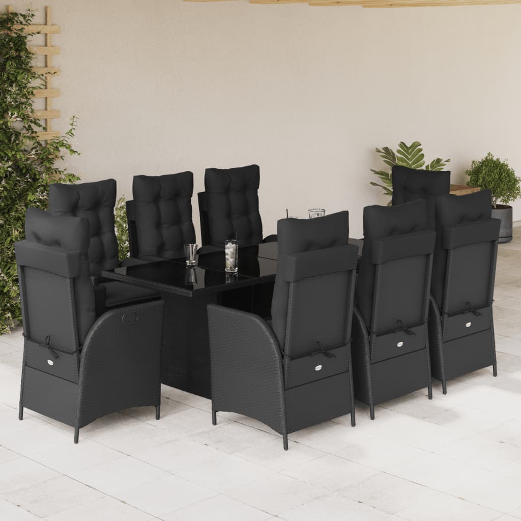 9-delige Tuinset poly rattan zwart is nu te koop bij PeponiXL, paradijselijk wonen!