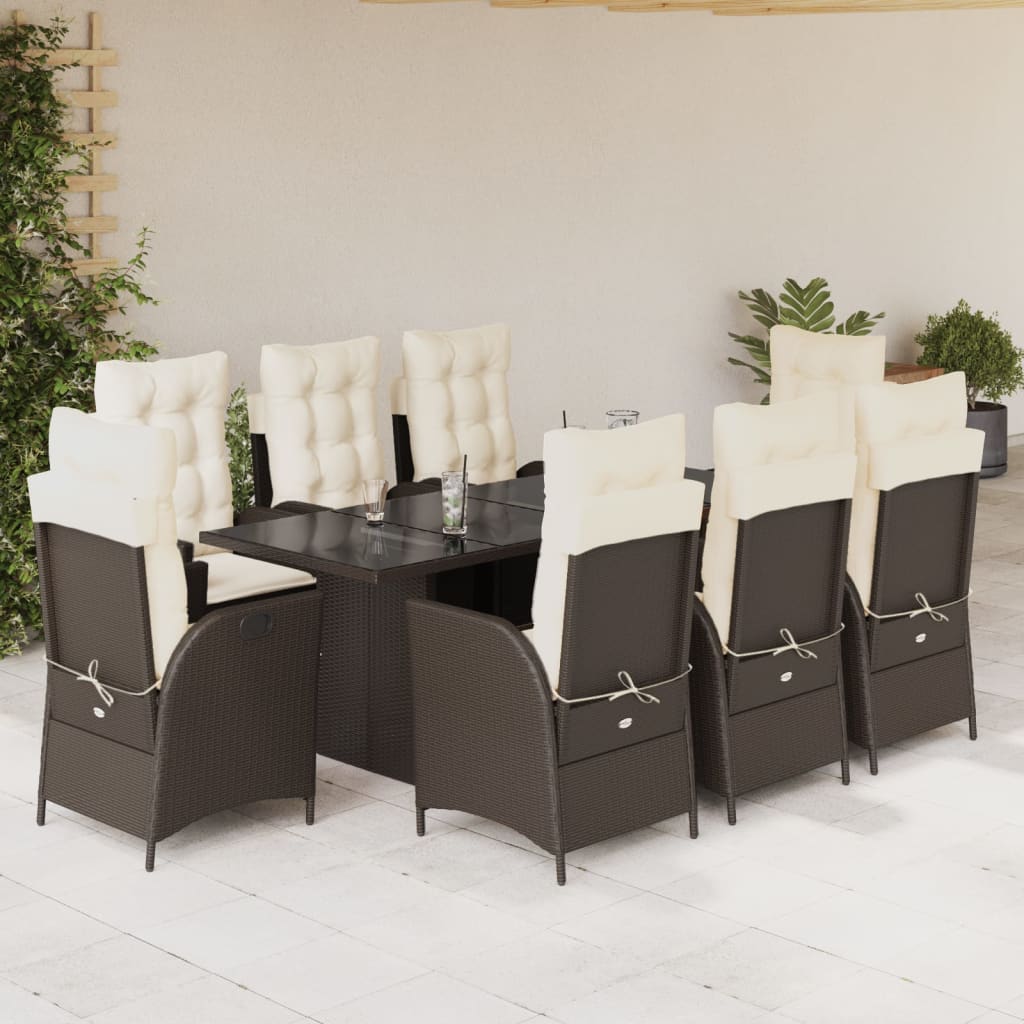 9-delige Tuinset met kussens poly rattan bruin is nu te koop bij PeponiXL, paradijselijk wonen!