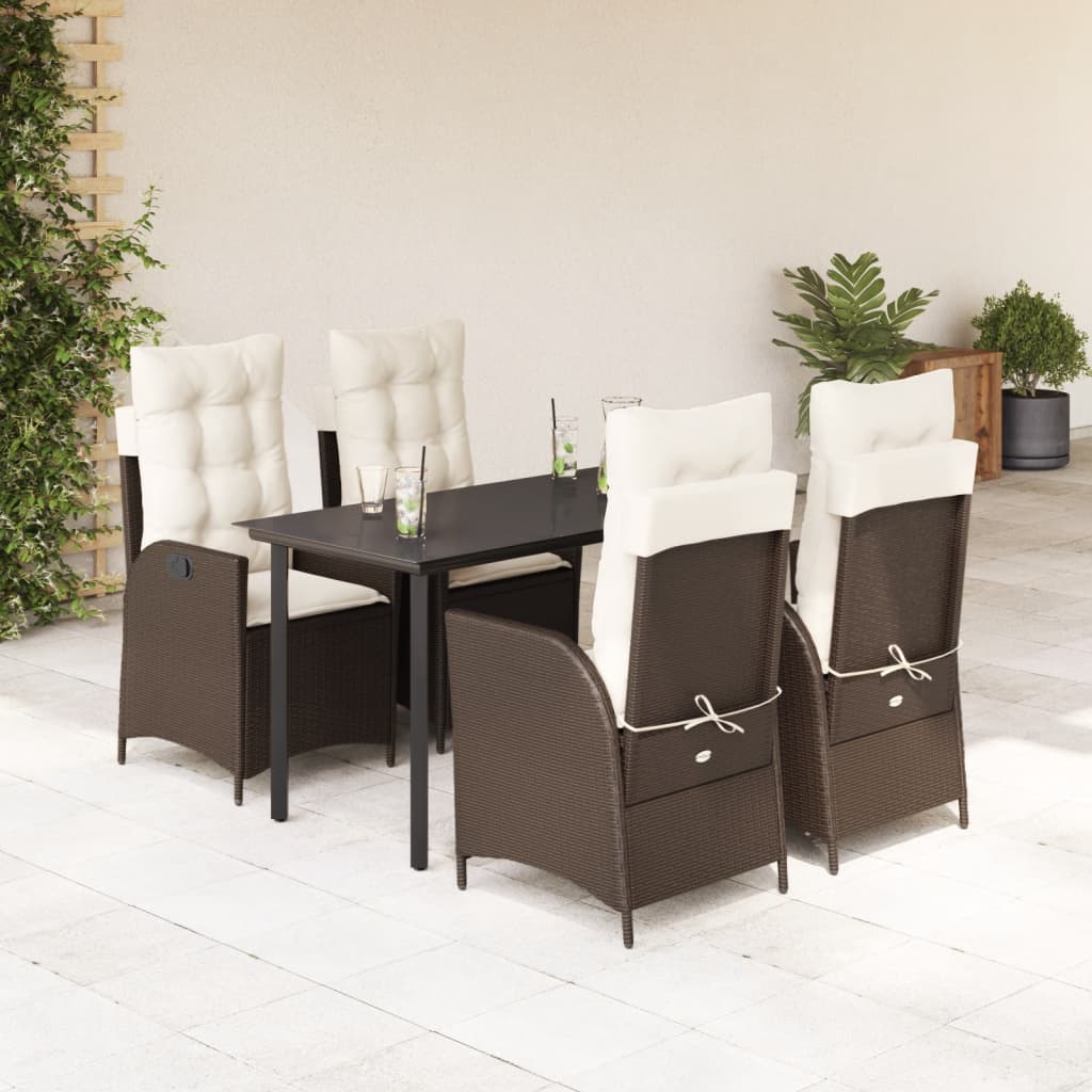 5-delige Tuinset met kussens poly rattan bruin is nu te koop bij PeponiXL, paradijselijk wonen!