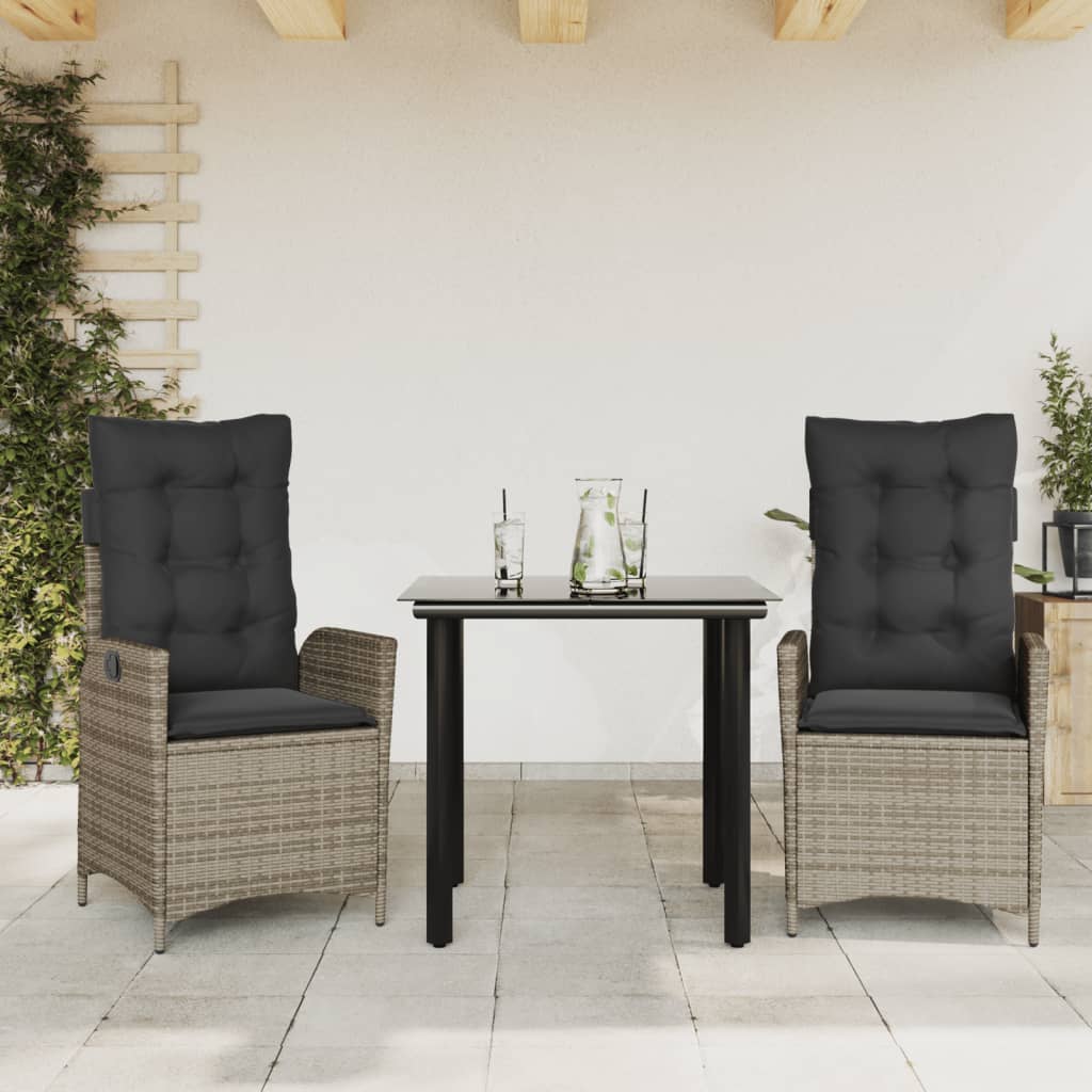 3-delige Tuinset met kussens poly rattan grijs is nu te koop bij PeponiXL, paradijselijk wonen!